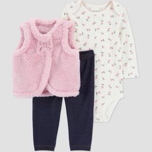 Baby girl carters winter outfit set pink vest 12 months